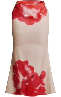 Plus Pink Floral Print Maxi Skirt