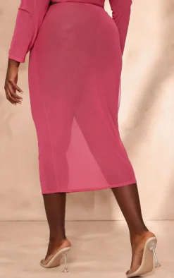 Plus Pink Mesh Beach Midi Skirt
