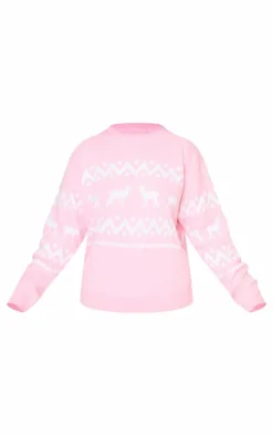 Plus Pink Oversized Fairisle Panel Christmas Sweater