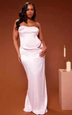 Plus Pink Satin Flower Corset