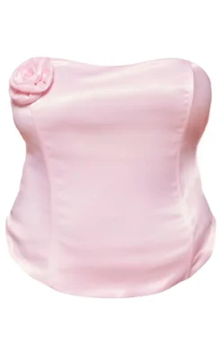 Plus Pink Satin Flower Corset