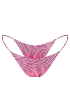 Plus Pink Textured Bikini Tie Bottom
