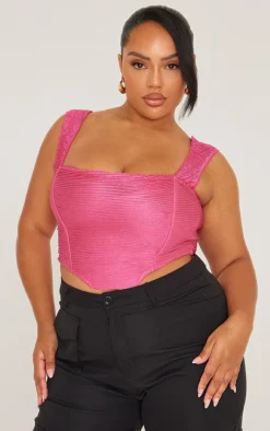 Plus Pink Textured Corset Top