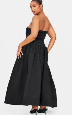 Plus Premium Black Underwired Corset Maxi Dress