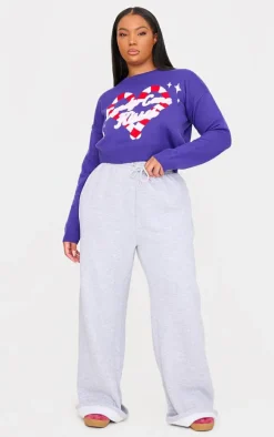 Plus Purple Candy Cane Kisses Cropped Christmas Sweater