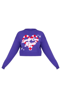 Plus Purple Candy Cane Kisses Cropped Christmas Sweater