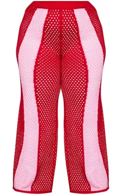 Plus Red Contrast Stripe Knitted Pants