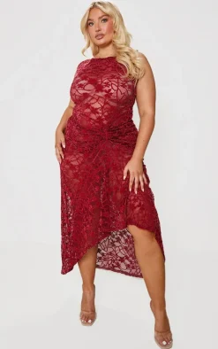 Plus Red Lace Midaxi Dress