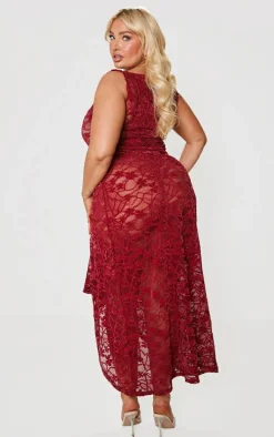 Plus Red Lace Midaxi Dress