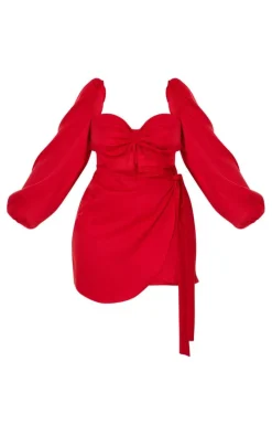 Plus Red Ruched Cut Out Bodycon Dress