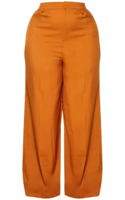Plus Rust Pleat Detail Wide Leg Pants