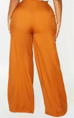 Plus Rust Pleat Detail Wide Leg Pants