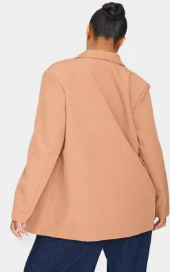 Plus Sand Oversized Button Up Blazer