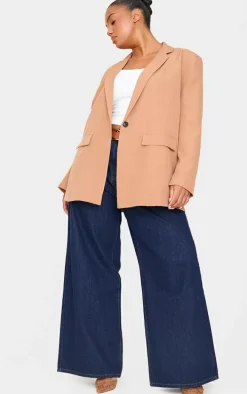 Plus Sand Oversized Button Up Blazer