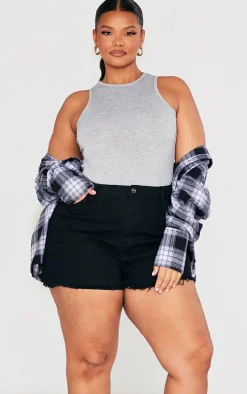 Plus Shelby High Waisted Black Denim Shorts