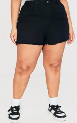 Plus Shelby High Waisted Black Denim Shorts