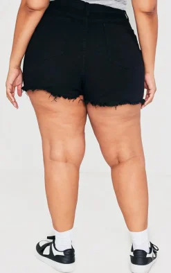 Plus Shelby High Waisted Black Denim Shorts