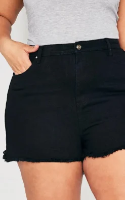 Plus Shelby High Waisted Black Denim Shorts