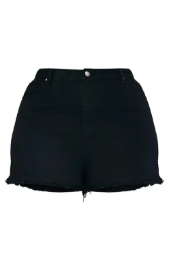 Plus Shelby High Waisted Black Denim Shorts