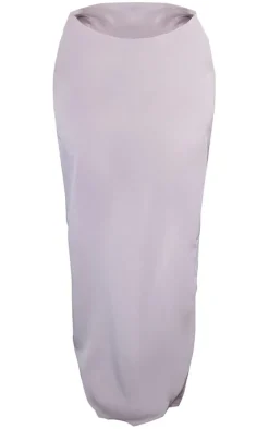 Plus Silver Diamante Chain Trim Maxi Skirt