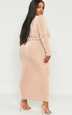 Plus Stone Acetate Slinky Cut Out Maxi Dress