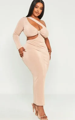 Plus Stone Acetate Slinky Cut Out Maxi Dress