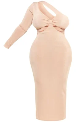 Plus Stone Acetate Slinky Cut Out Maxi Dress