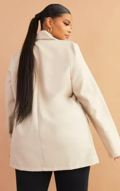 Plus Stone Basic Single Breasted Oversized Blazer