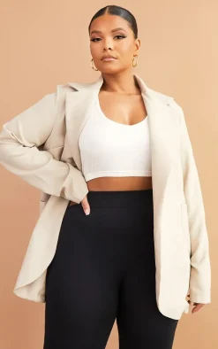 Plus Stone Basic Single Breasted Oversized Blazer
