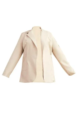 Plus Stone Basic Single Breasted Oversized Blazer