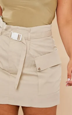 Plus Stone Belted Cargo Mini Skirt