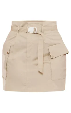 Plus Stone Belted Cargo Mini Skirt