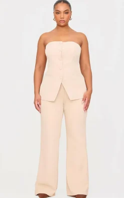 Plus Stone Button Up Bandeau Vest