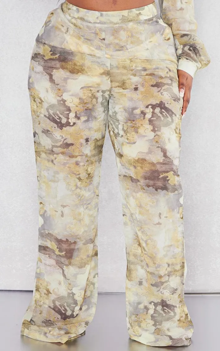 Plus Stone Camo Print Beach Flares