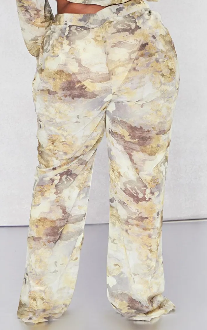 Plus Stone Camo Print Beach Flares