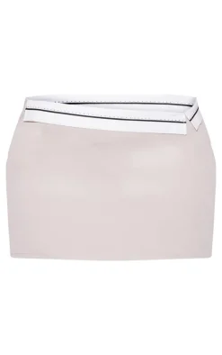 Plus Stone Contrast Foldover Panel Mini Skirt