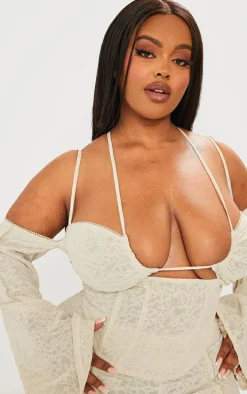 Plus Stone Distressed Underwired Corset Top