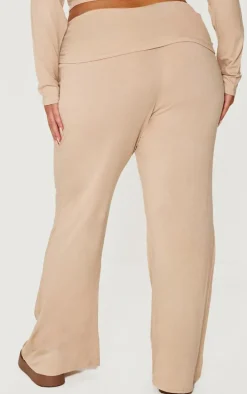 Plus Stone Fold Over Soft Touch Flared Pants