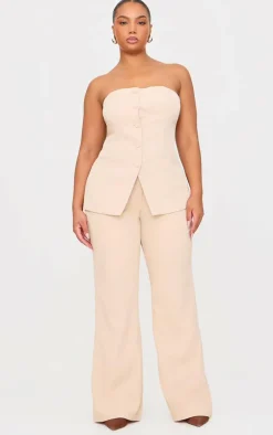Plus Stone High Waisted Wide Leg Pants