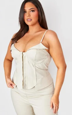 Plus Stone Hook And Eye Corset Crop Top