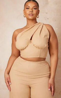 Plus Stone One Shoulder Corset Top
