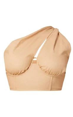 Plus Stone One Shoulder Corset Top