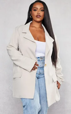 Plus Stone Oversized Longline Blazer