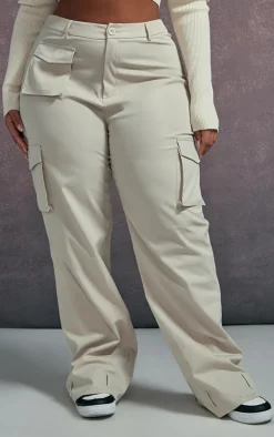 Plus Stone Pocket Front Cargo Straight Leg Pants