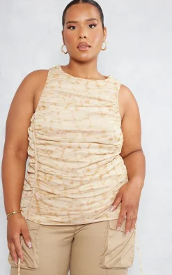 Plus Stone Racer Neck Ruched Long Top