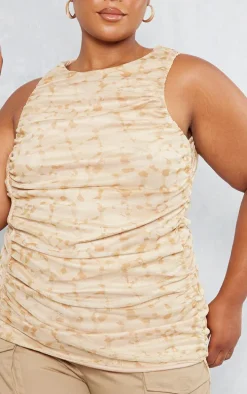 Plus Stone Racer Neck Ruched Long Top