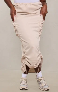 Plus Stone Ruched Cargo Pocket Maxi Skirt