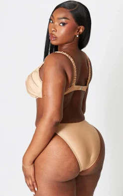 Plus Stone Ruched Tanga Bikini Bottom