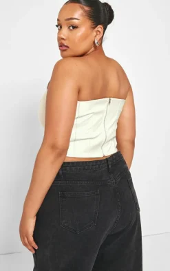 Plus Stone Seam Detail Faux Leather Bandeau