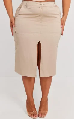 Plus Stone Split Front Cargo Skirt